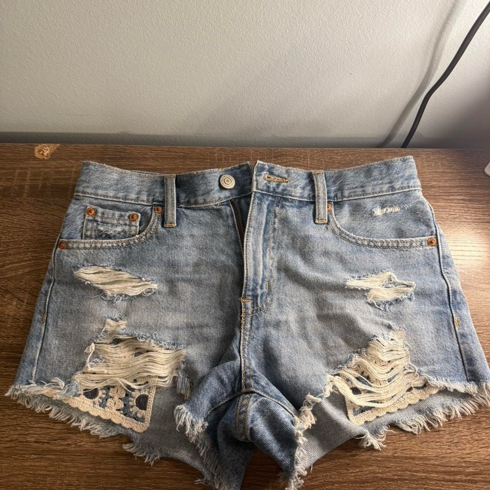 Aeropostale Light Blue Distressed Jean Shorts